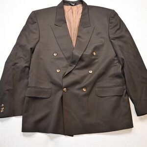 Vtg Mens Double Breasted 44R Brown 100% Wool Mens Blazer Suit Jacket Sport Coat